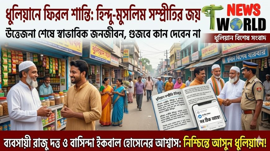 ধুলিয়ানে পরিস্থিতি এখন সম্পূর্ণ স্বাভাবিক, সাধারণ জনজীবন স্বাভাবিক ছন্দে ফিরে এসেছে