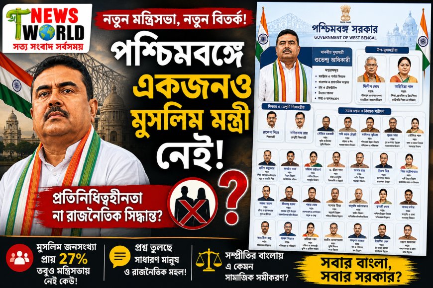 পশ্চিমবঙ্গের নতুন মন্ত্রিসভা নিয়ে শুরু বিতর্ক: “একজনও মুসলিম মন্ত্রী নেই” — প্রশ্ন উঠছে প্রতিনিধিত্ব নিয়ে