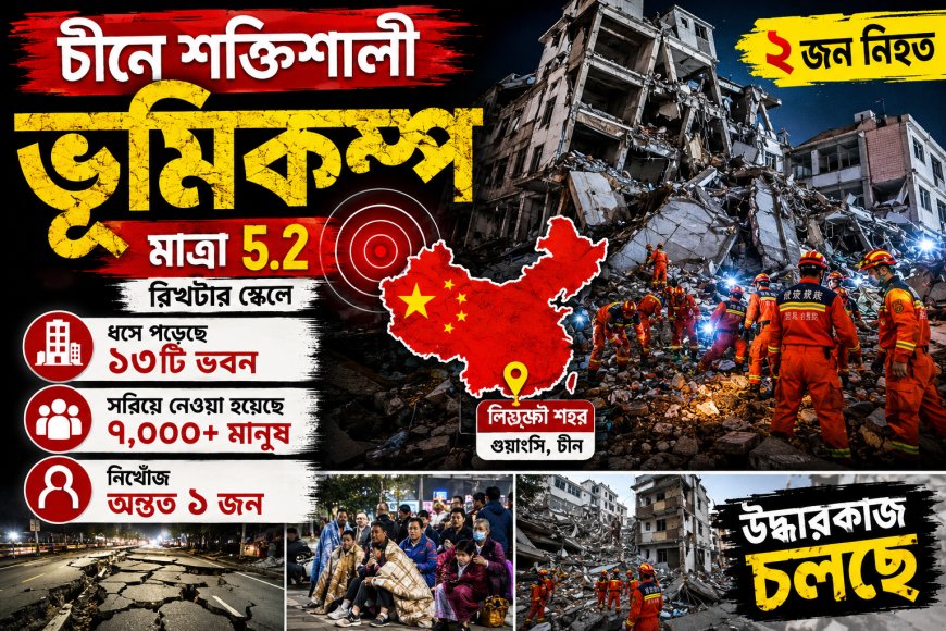 চীনে শক্তিশালী ভূমিকম্পে নিহত ২, হাজারো মানুষকে সরিয়ে নেওয়া হলো