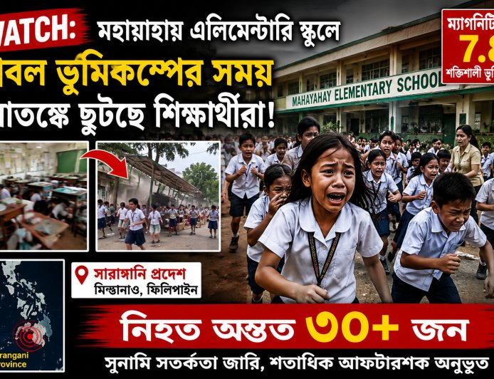 ফিলিপাইনে ৭.৮ মাত্রার ভয়াবহ ভূমিকম্প, স্কুলে আতঙ্ক — কয়েকটা বিল্ডিং ভেঙে পড়েছে