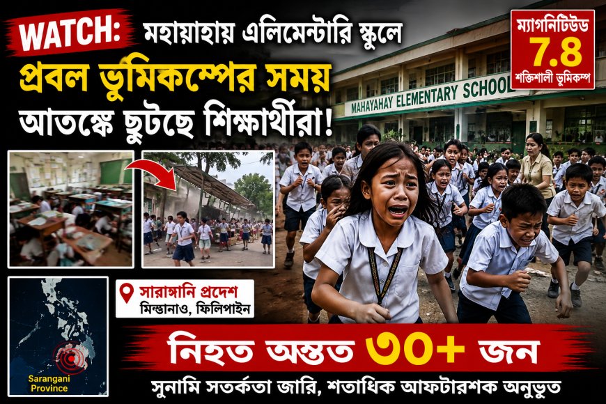 ফিলিপাইনে ৭.৮ মাত্রার ভয়াবহ ভূমিকম্প, স্কুলে আতঙ্ক — কয়েকটা বিল্ডিং ভেঙে পড়েছে